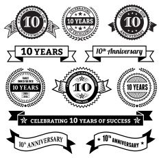 235x231 Ten Year Anniversary Vector Badge Set Royalty Free Vector