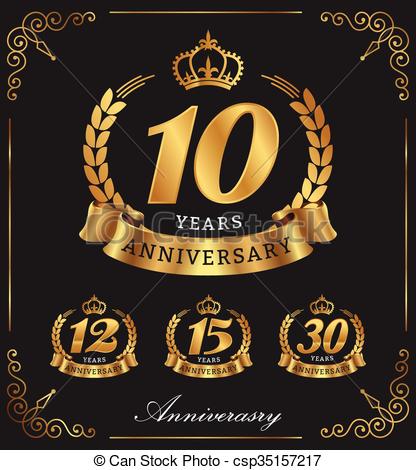 416x470 10 Years Anniversary Decorative Logo. Vector Illustration Vector