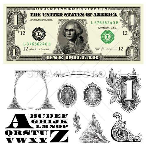 500x500 Money And Dollar Bill Elements Vector Clipart