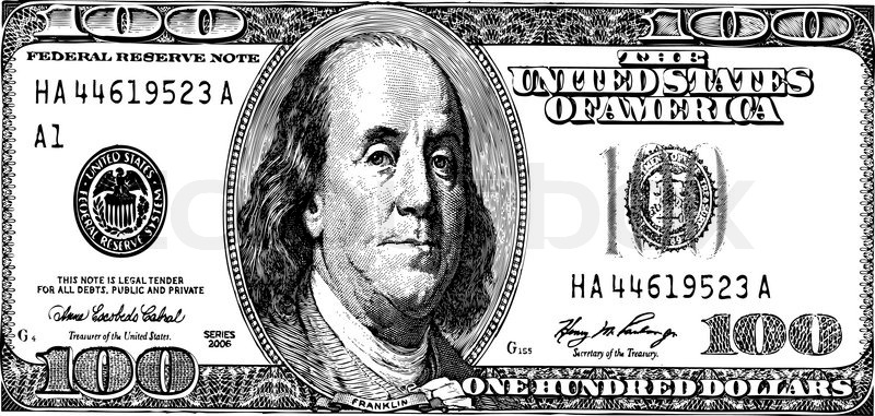 800x381 One Hundred Dollars, Vector Without Gradients Stock Vector