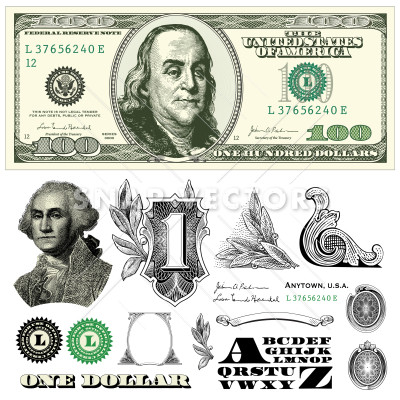 400x400 Vector 100 Dollar Bill Template