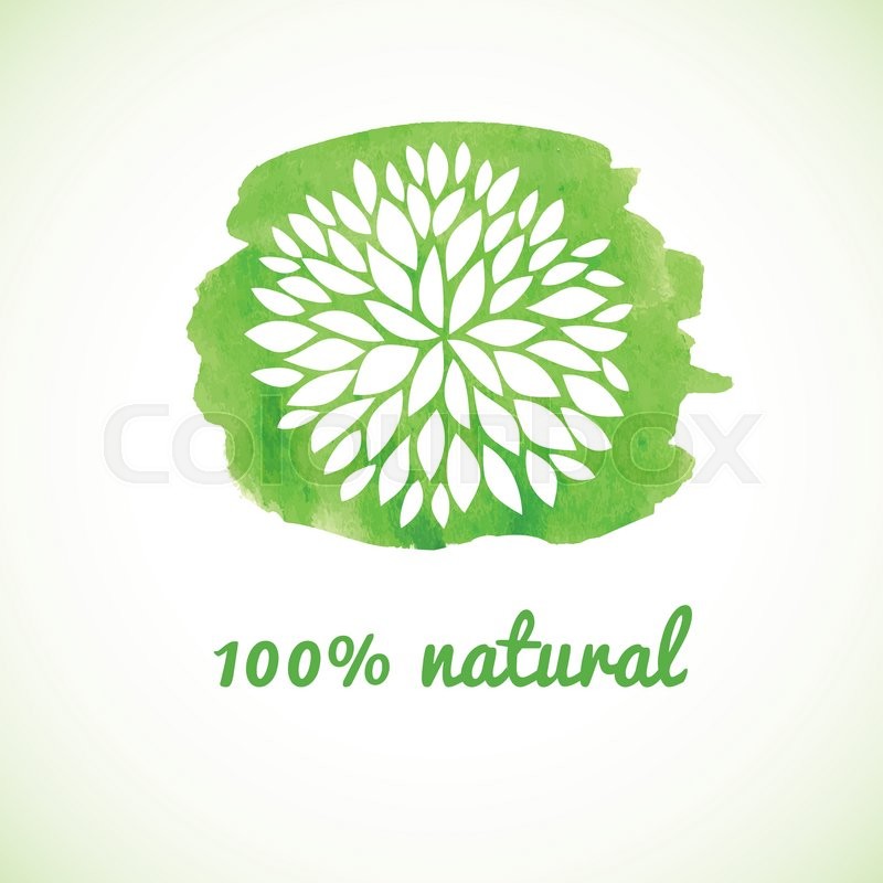 800x800 100 Natural. Vector Banner. Logotype Design With Flower On