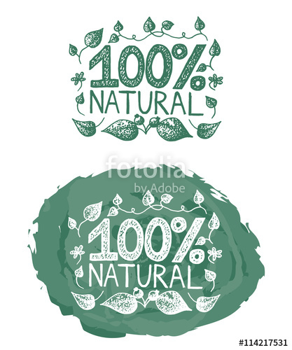 417x500 Green Vintage Vector 100% Natural Logo Set With Two Vintage 100