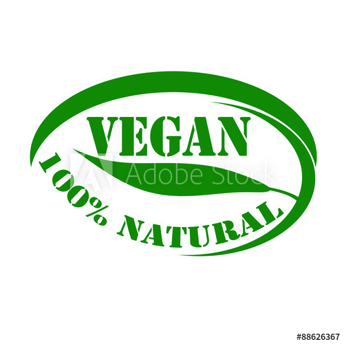500x500 Green Stamp With Text Vegan 100% Natural,vector Illustration