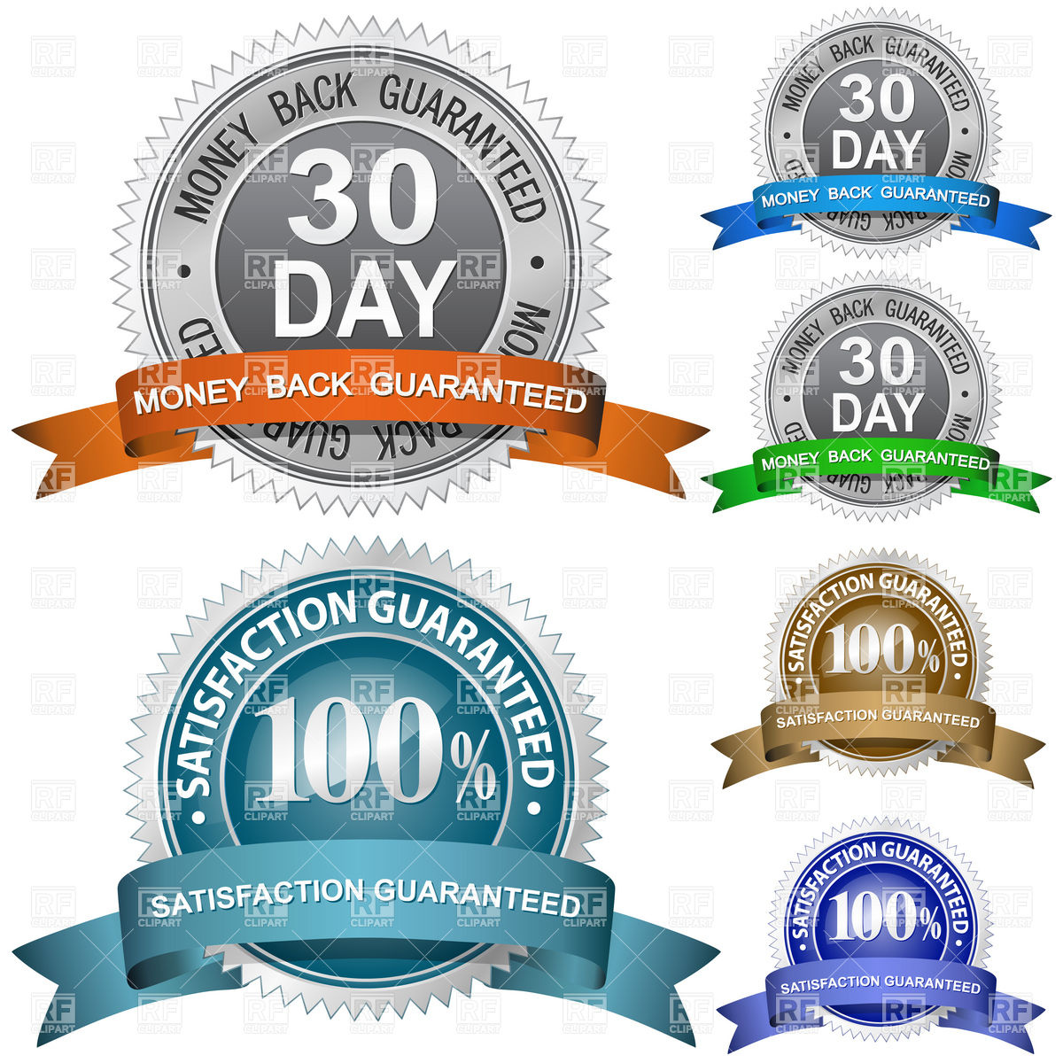 1200x1200 Money Back And 100% Satisfaction Guaranteed Badge Vector Image