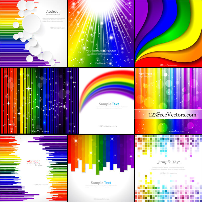 800x800 Free Rainbow Background Vector Pack 123freevectors