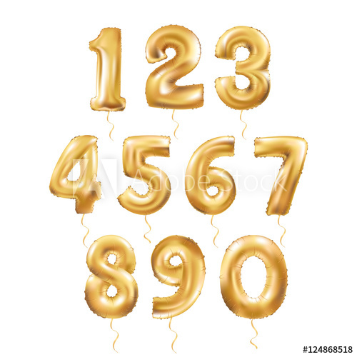 500x500 Metallic Gold Letter Balloons 123
