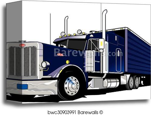 498x379 Canvas Print Of 18 Wheeler Semi Truck Barewalls Posters Amp Prints