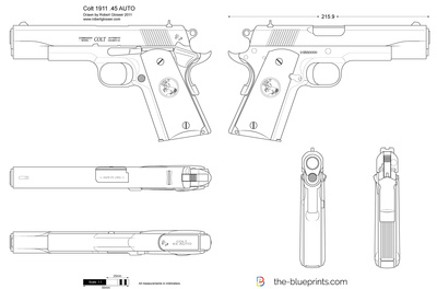 400x264 Colt 1911 .45 Auto Vector Drawing