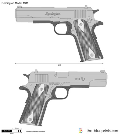 400x439 Remington Model 1911 Vector Drawing