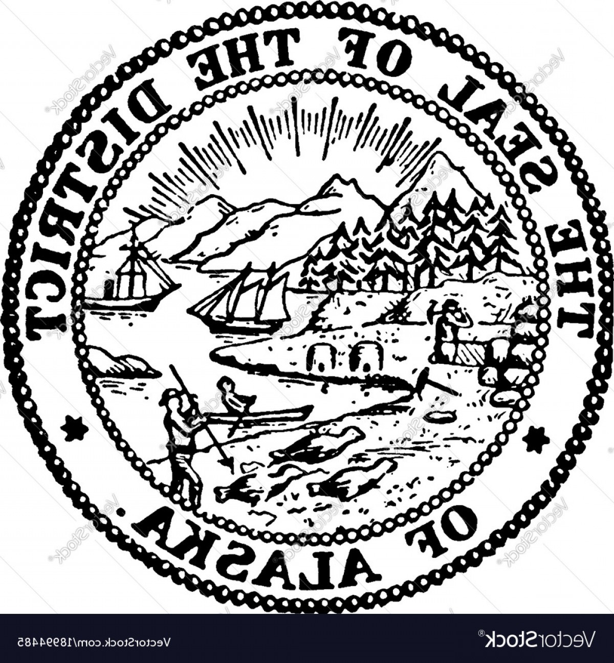 1200x1294 The Seal Of The District Of Alaska Vintage Vector Orangiausa