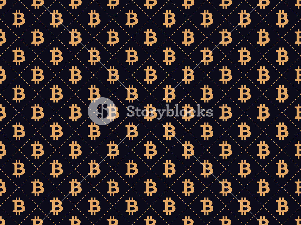 1000x750 Art Deco Seamless Pattern With Sign Bitcoin. Gold Color. Style Of