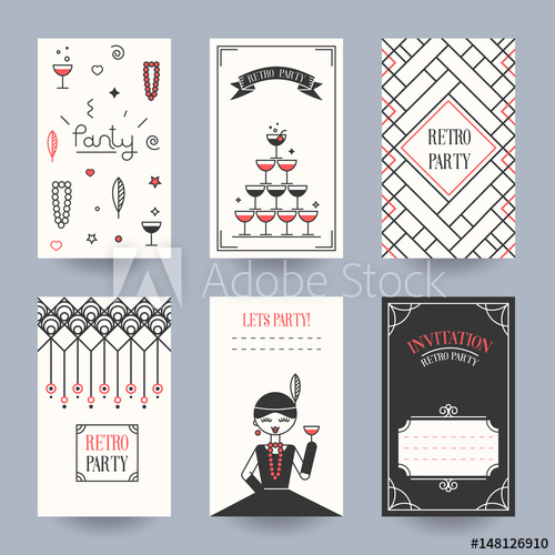 500x500 Retro Party Invitation Card In The Style Of The 1920s. Vector