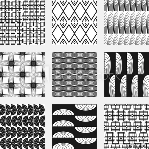 500x500 Set Of Seamless Patterns In Art Deco Retro Vintage Style Of 1920s