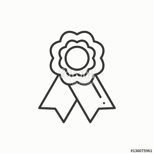 500x500 Gold Medal Award With Ribbon. Winner Line Thin Icon. First Place