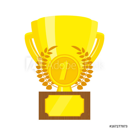500x500 Trophy Gold Cup. Championship Cup 1st Place. Vector Illustration