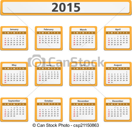 450x436 2015 Calendar. 2015 Orange Calendar, Vector Eps10 Illustration.