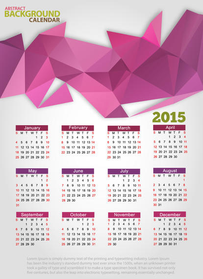 414x570 Creative Triangle Origami 2015 Calendar