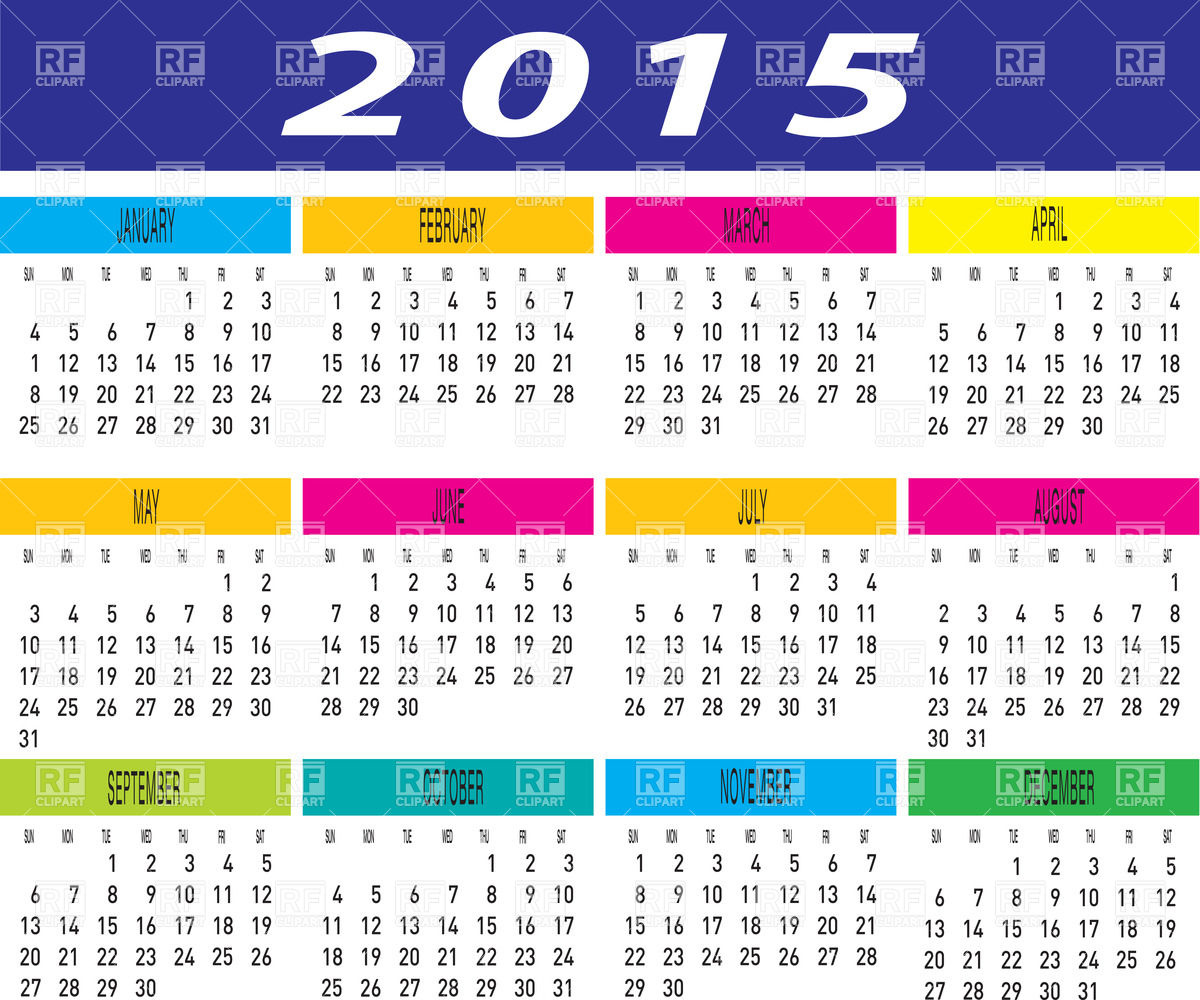 1200x1000 Layout Of 2015 Year Calendar Vector Image Vector Artwork Of