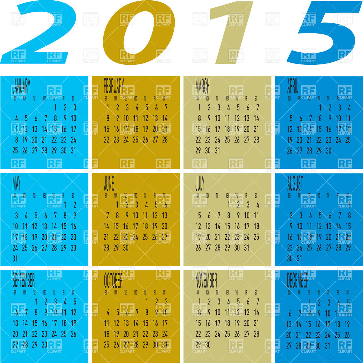 1200x1200 Layout Of Year 2015 Calendar Vector Image Vector Artwork Of