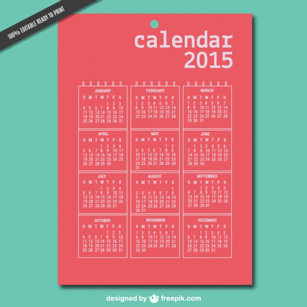 626x625 Red 2015 Calendar Vector Free Download