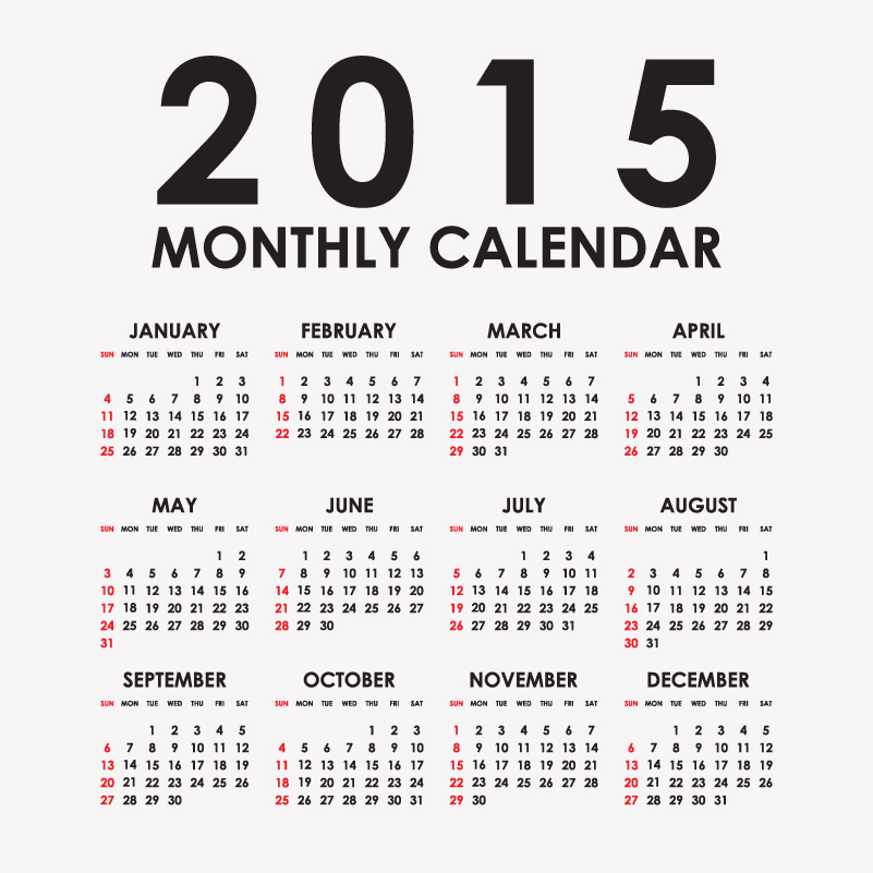 801x801 Simple Black Calendar 2015 Vector Free Vector Graphic Download