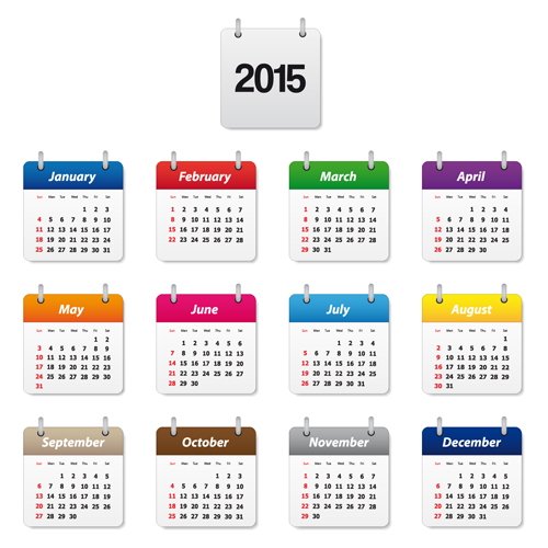 500x500 Simple Colored 2015 Calendar Vector Graphic Free Download