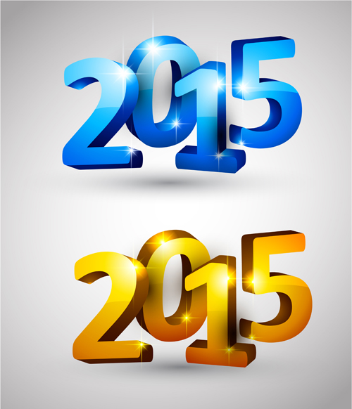 500x582 3d 2015 New Year Text Vector 01 Free Download