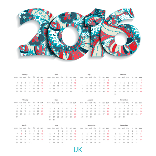 500x500 Floral Pattern Calendar 2016 Vector 01 Free Download