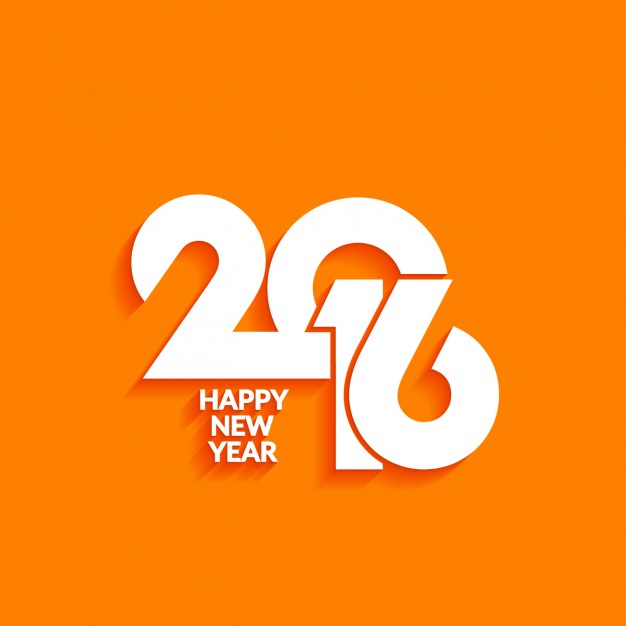 626x626 Greeting Of 2016 With Orange Background Vector Free Download