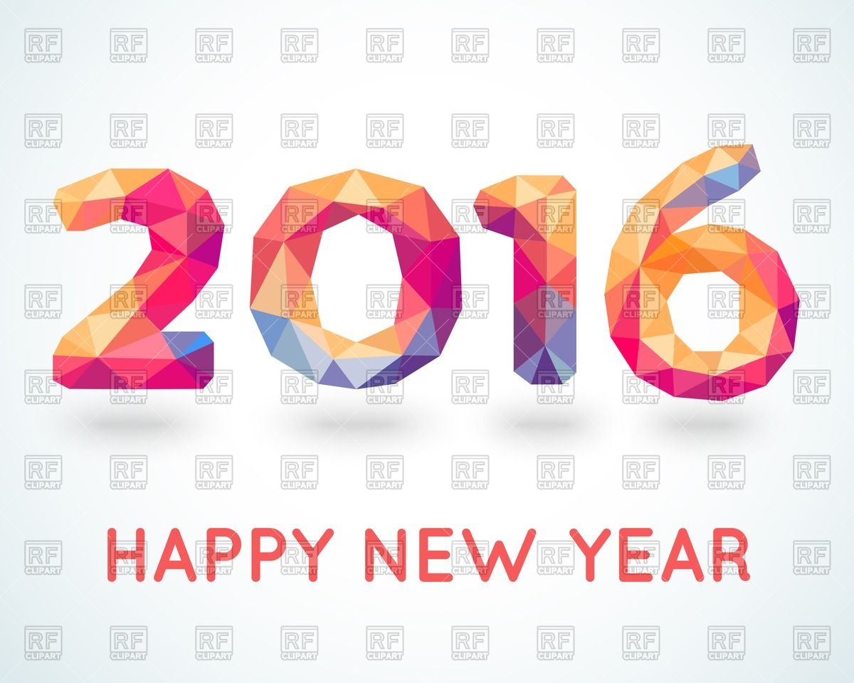 1200x960 New Year 2016 Greeting Card Made In Polygonal Style Vector Image