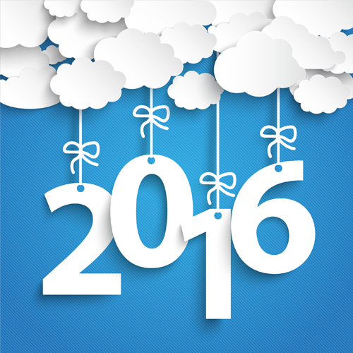 500x500 Paper Cloud With 2016 New Year Vectors Free Download