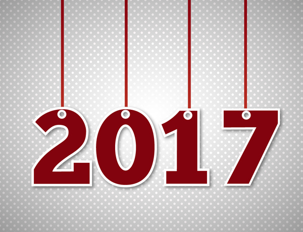 600x459 2017 New Year Template Design With Hanging Numbers Free Vector In