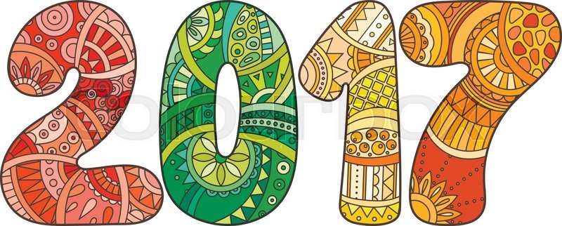 800x322 Happy New Year 2017 Celebration Number. Vector Xmas Illustration