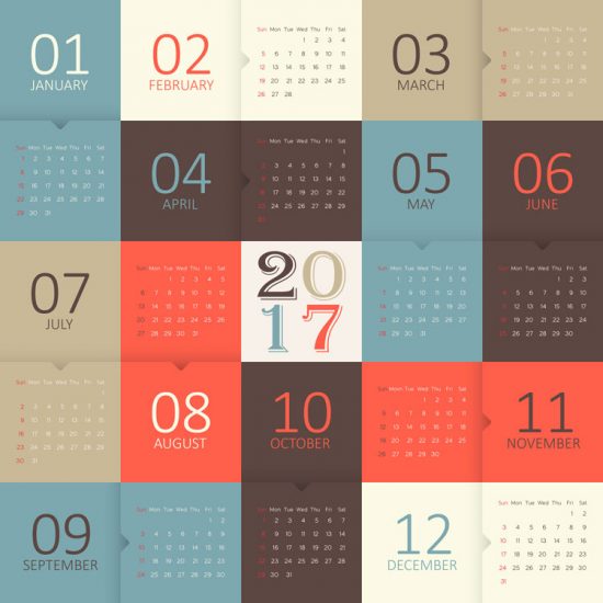 550x550 Calendar 2017 Vector Template Cdr Ai Eps Vector