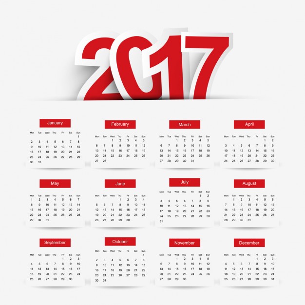 626x626 Simple 2017 Calendar Vector Free Download