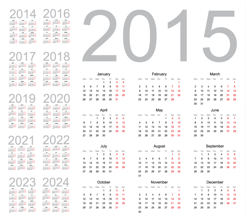 801x716 Simple Red Calendar 2015 2024 Vector Free Vector Graphic Download