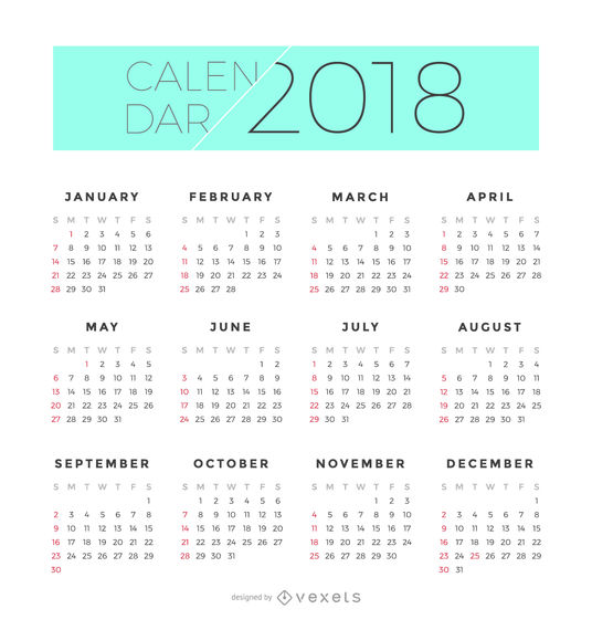 536x570 Minimalist 2018 Calendar