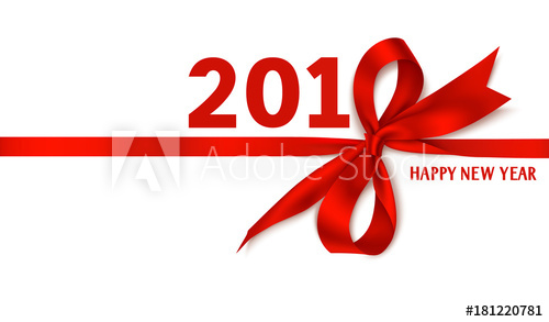 500x293 Happy New Year 2018 Template Design. Vector Background With Red
