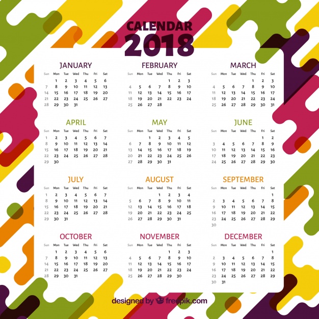 626x626 Abstract Color Calendar 2018 Vector Free Download