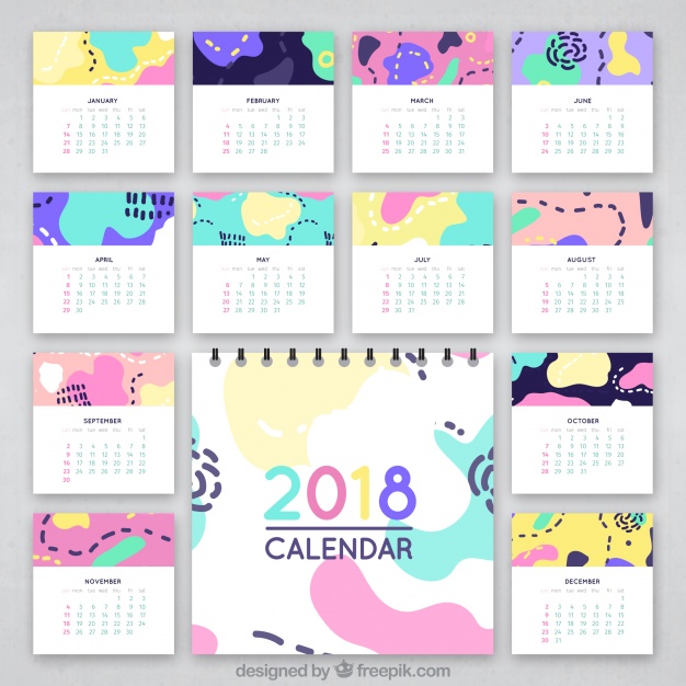 626x626 Abstract Colorful Calendar 2018 Vector Free Download