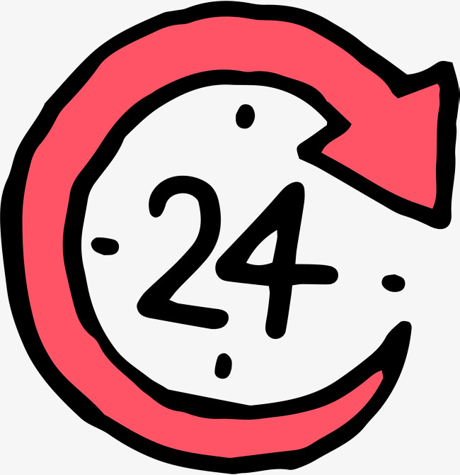 650x670 Cartoon 24 Hours Red Arrow, Cartoon Vector, Arrow Vector, Cartoon