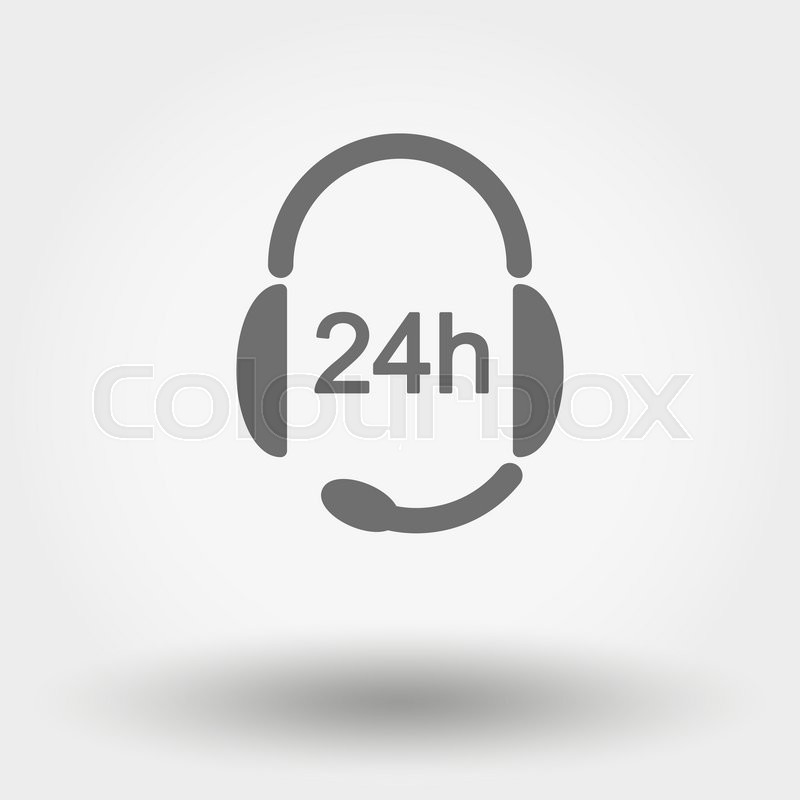 800x800 Grey Web Icon Headphones With Microphone. Support 24 Hours. Vector