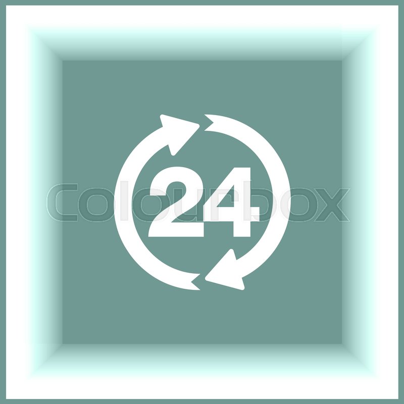 800x800 Open 24 Hours Vector Icon. Non Stop Working Shop Or Service Symbol