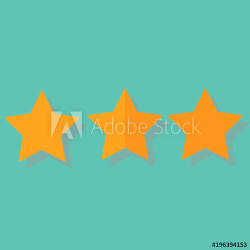 500x500 3 Star Icon Flat Design With Shadow