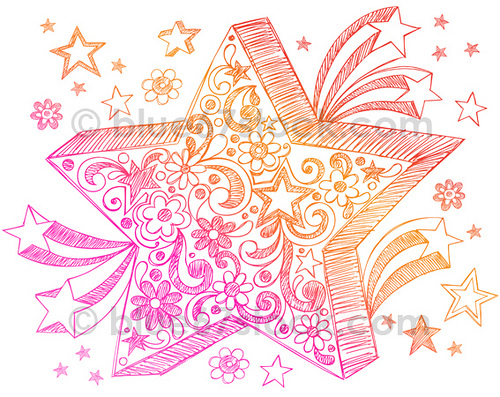 500x397 Hand Drawn Sketchy Doodle 3 D Star Vector Illustration