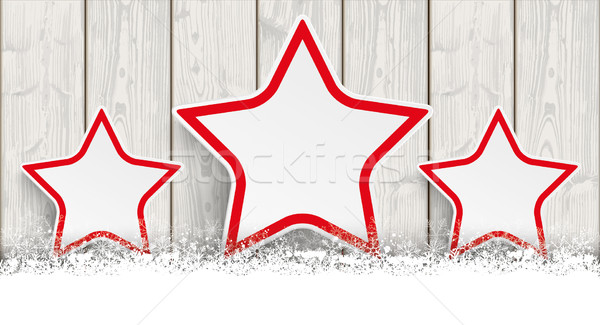 600x325 Lon Christmas Card Wooden Laths 3 Stars Vector Illustration