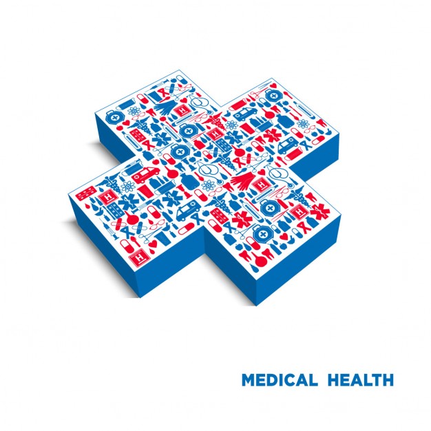626x626 3d Cross With Medical Elements Vector Free Download