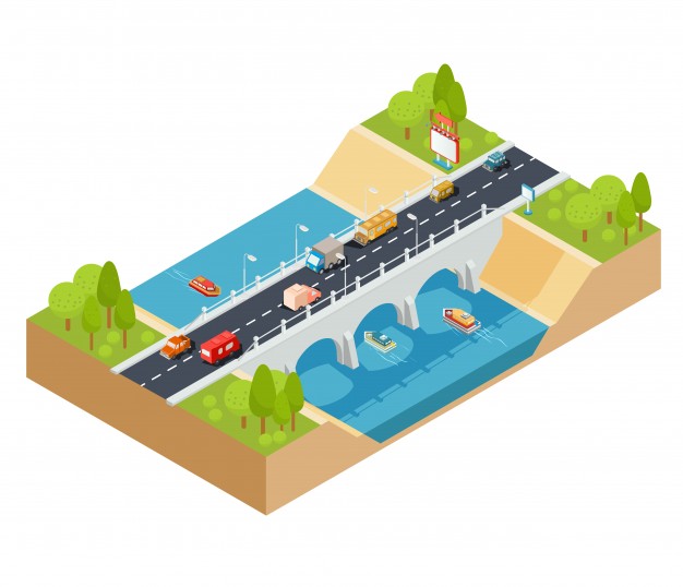 626x538 Vector 3d Isometric Cross Section Of A Landscape With A Flowing