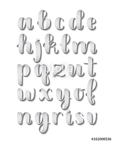 397x500 Grey 3d Shadow Effect Hand Lettering Alphabet Design, Handwritten